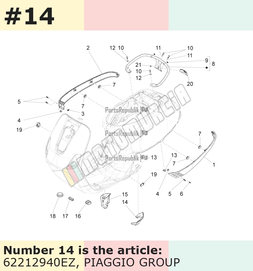 Couvercle, gauche, gris, Suffixe et code couleur Piaggio: EZ_gris titane 742/B
