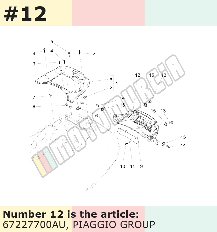 Support plaque d'immatriculation, orange, Suffixe et code couleur Piaggio: AU_orange foncé 965/A