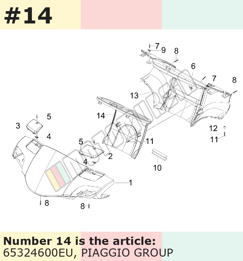 Cache/entourage/habillage, argent, Suffixe et code couleur Piaggio: EU_gris pulsar 711/B