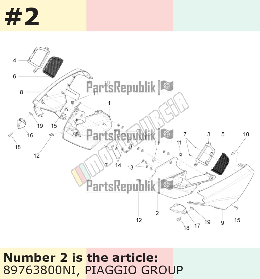 Revêtement, gauche, noir, Suffixe et code couleur Piaggio: NI_noir mat meteor 80/B