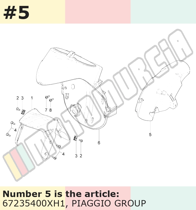 Garde-boue arrière, gris, Suffixe et code couleur Piaggio: XH1_gris 746/B