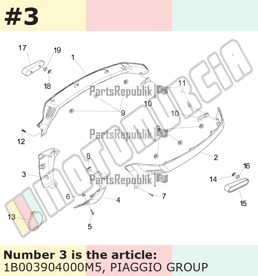Cache/entourage/habillage, droit, marron, Suffixe et code couleur Piaggio: M5_terre de Toscane 112/A