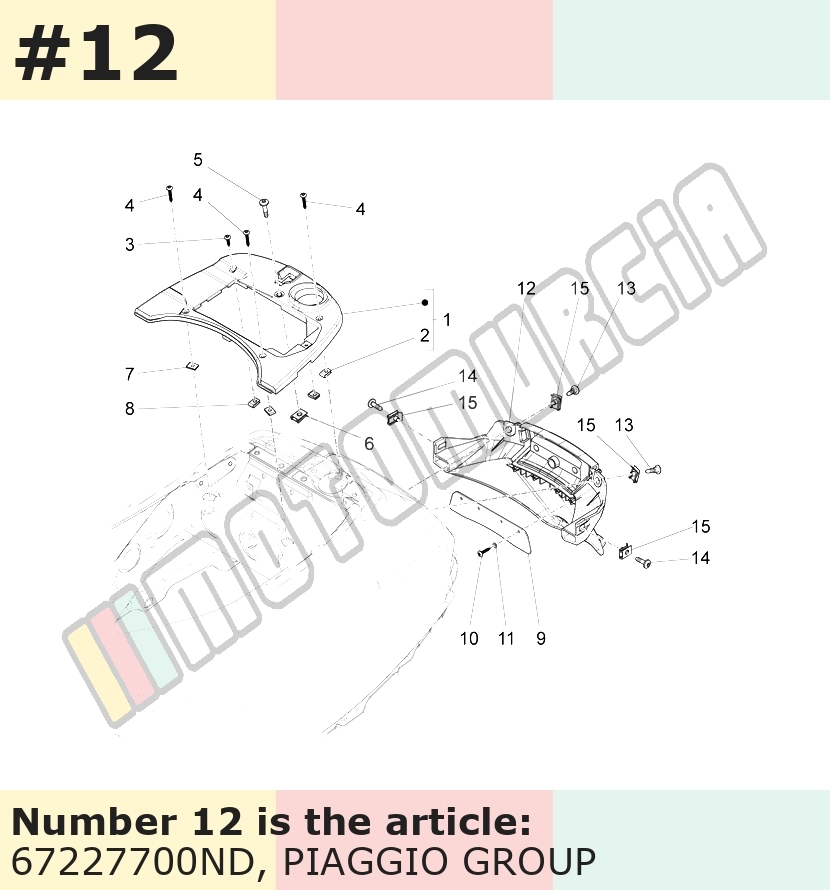 Support plaque d'immatriculation, noir, Suffixe et code couleur Piaggio: ND_noir graphite 79/A