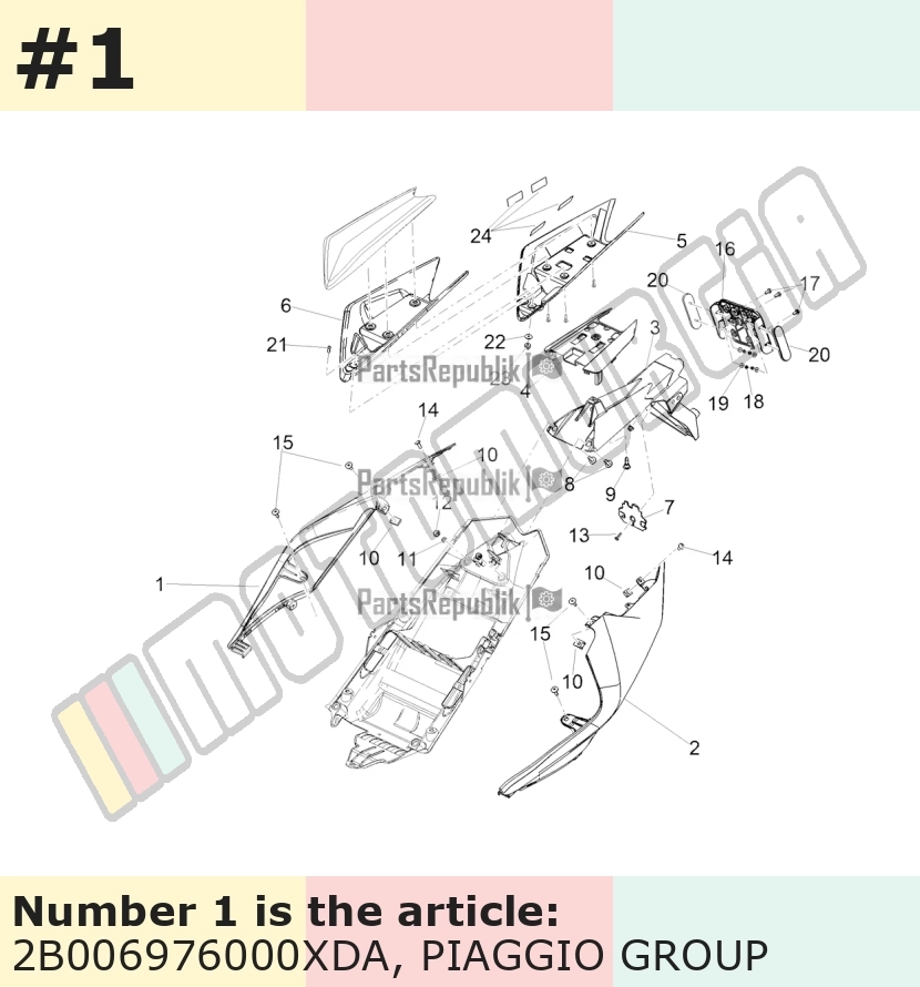 Carénage latéral, sans autocollant droit, rouge, Suffixe et code couleur Piaggio: XDA_rouge lave