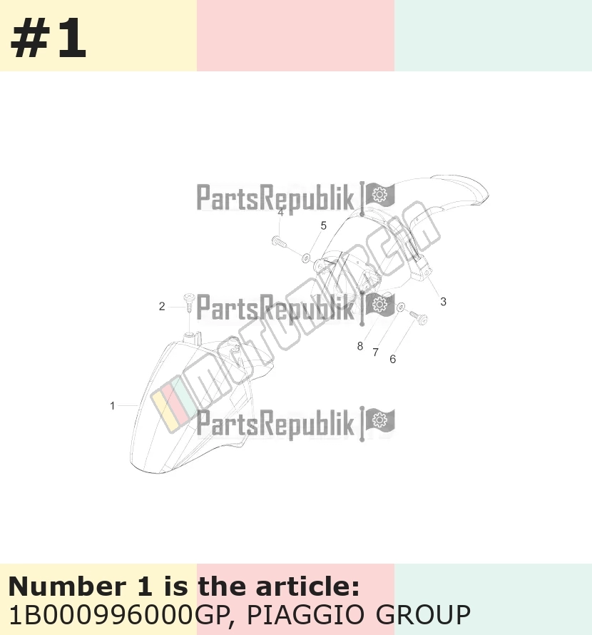 Garde-boue avant, jaune, Suffixe et code couleur Piaggio: GP_jaune 928/A