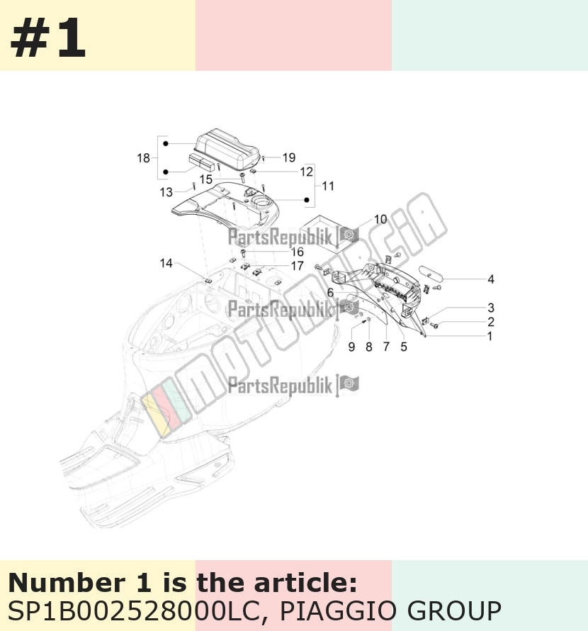 Support plaque d'immatriculation, jaune, Suffixe et code couleur Piaggio: LC_jaune mat 980/A