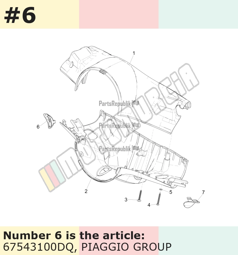 Couvercle, droit, bleu, Suffixe et code couleur Piaggio: DQ_bleu 261/A