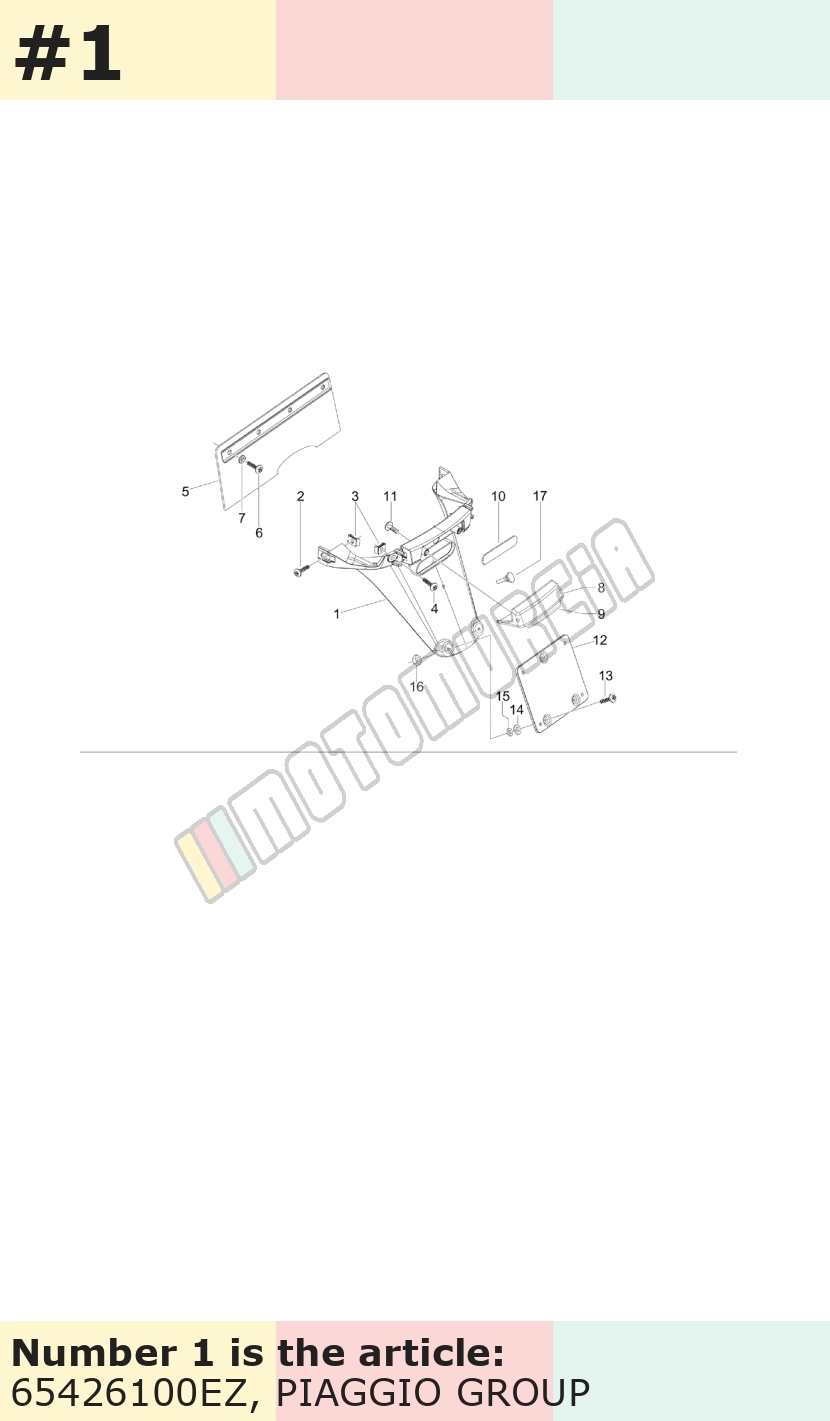 Support plaque d'immatriculation, gris, Suffixe et code couleur Piaggio: EZ_gris titane 742/B