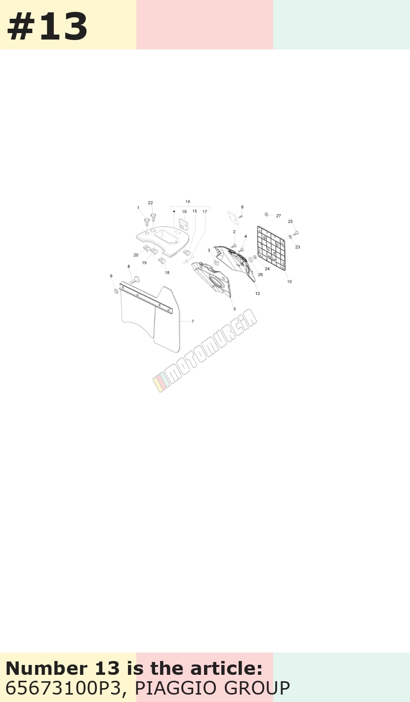Support plaque d'immatriculation, rose, Suffixe et code couleur Piaggio: P3_rose 577