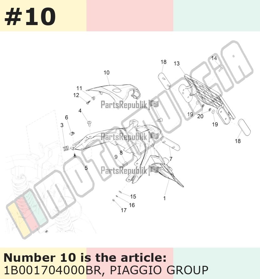 Cache/entourage/habillage, blanc, Suffixe et code couleur Piaggio: BR_blanc montebianco / innocenza / 544