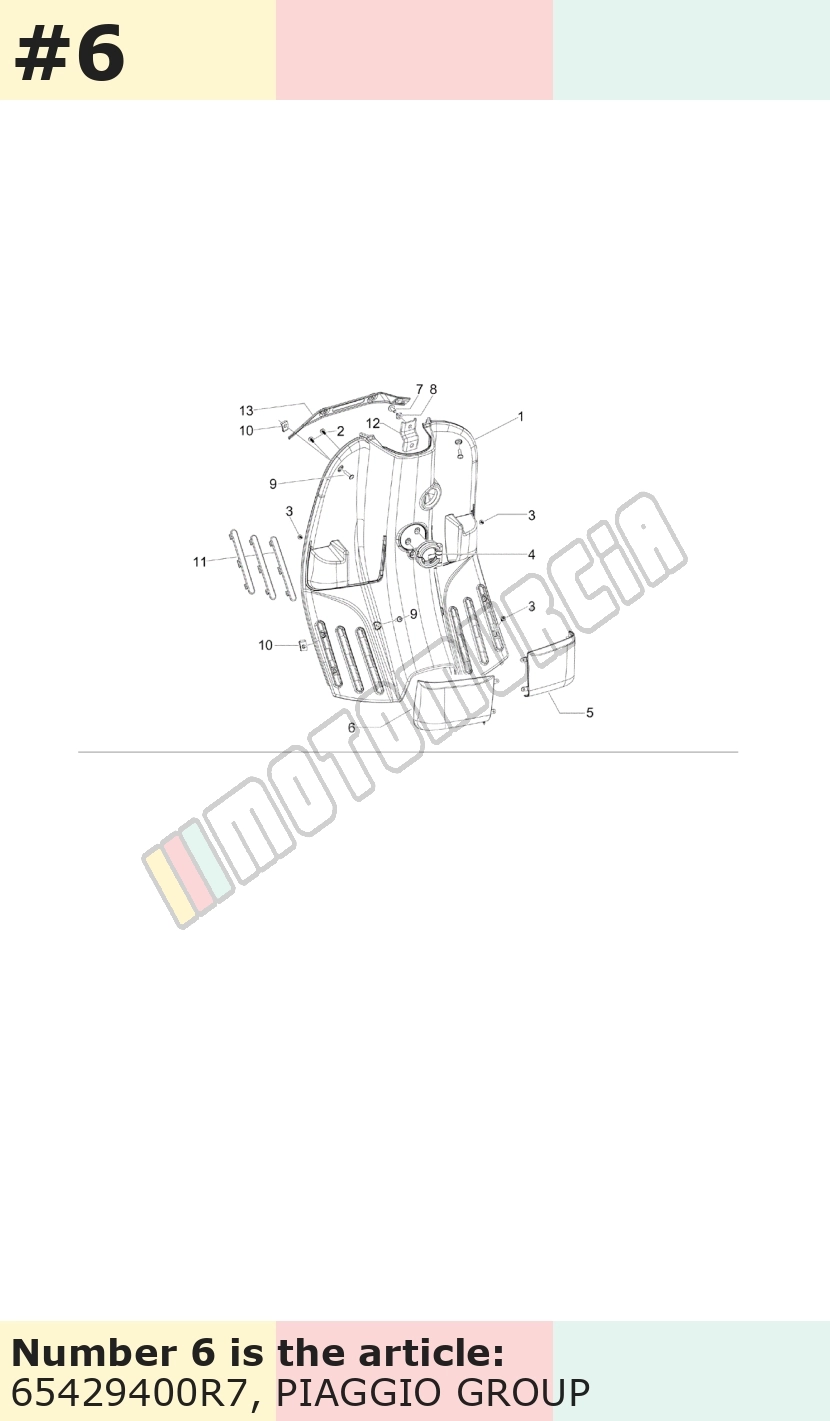 Couvercle, gauche, rouge, Suffixe et code couleur Piaggio: R7_rouge dragon / passion /894