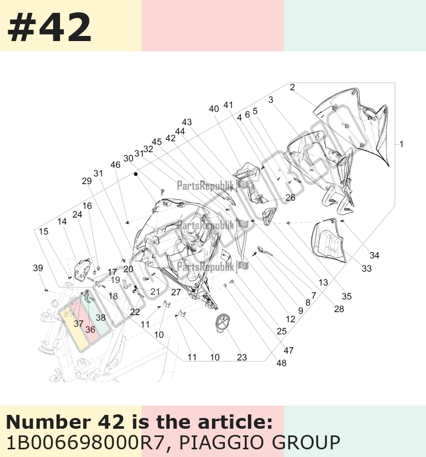 Cache/entourage/habillage, rouge, Suffixe et code couleur Piaggio: R7_rouge dragon / passion /894