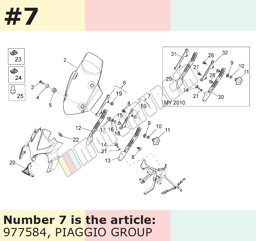 Bracket for windscreen, left