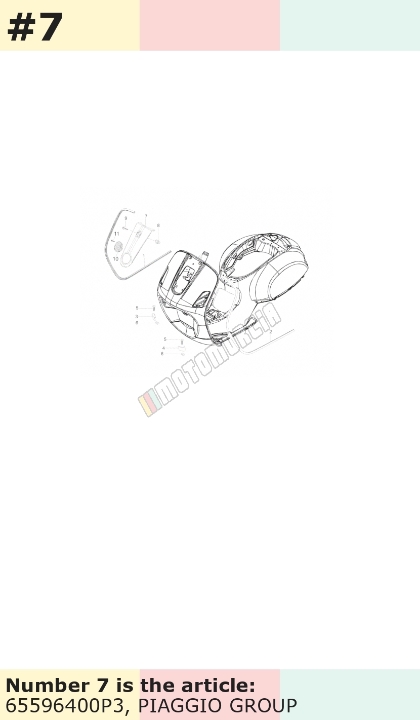 Cascade, sans grille (grille: 655965) rose, Suffixe et code couleur Piaggio: P3_rose 577