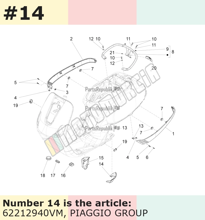 Couvercle, gauche, vert, Suffixe et code couleur Piaggio: VM_vert 328/A