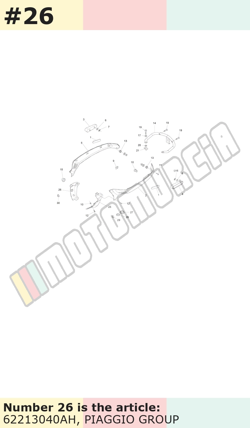 Couvercle, droit, bleu, Suffixe et code couleur Piaggio: AH_bleu capri 231/A