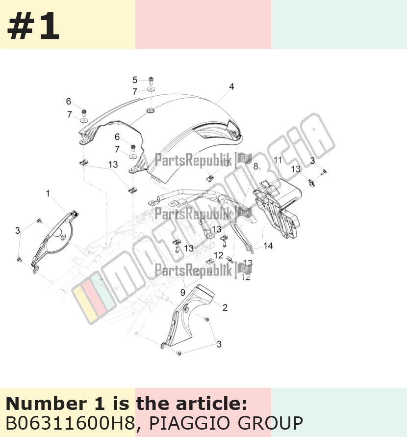 Cache/entourage/habillage, droit, argent, Suffixe et code couleur Piaggio: H8_gris ghiacco 769/B