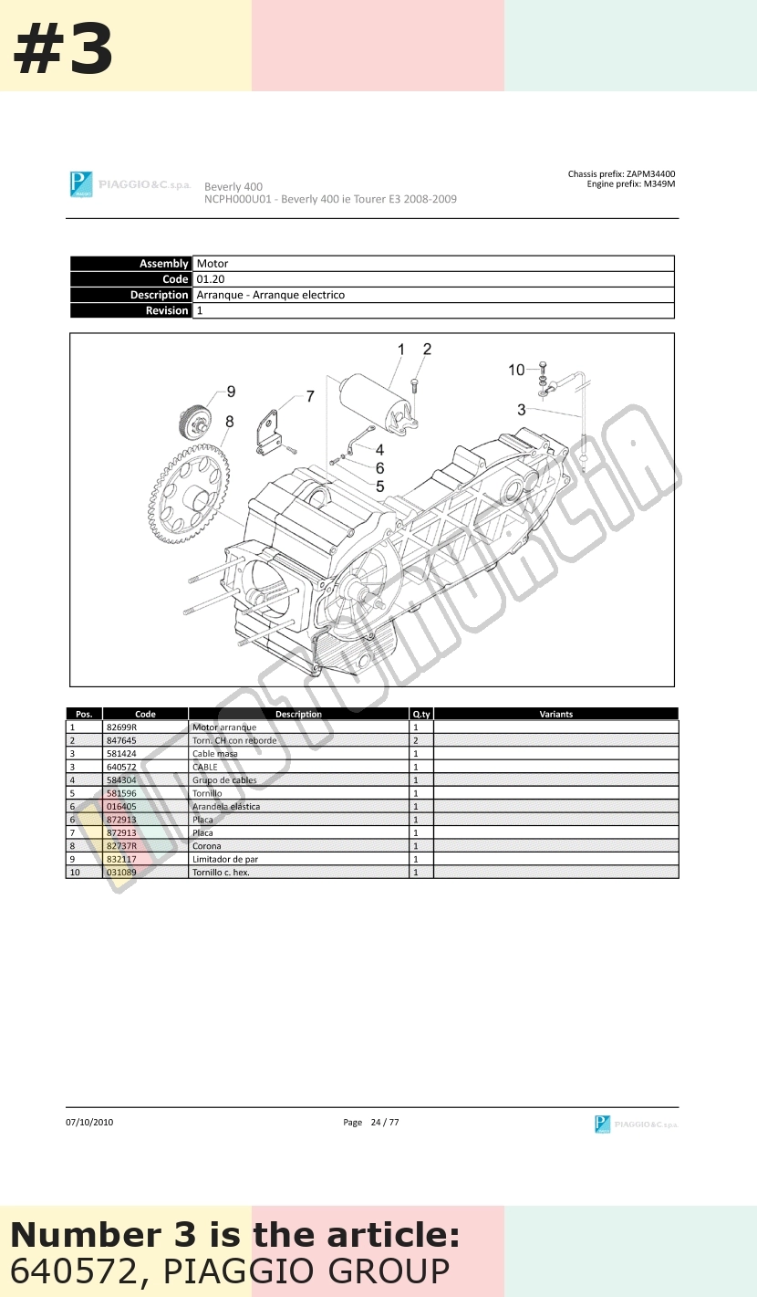 Chassis ground cable for engine