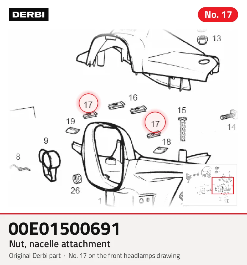 Écrou, fixation de nacelle