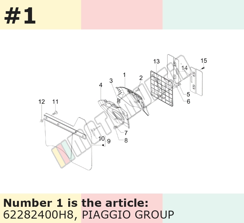 Support plaque d'immatriculation, argent, Suffixe et code couleur Piaggio: H8_gris ghiacco 769/B