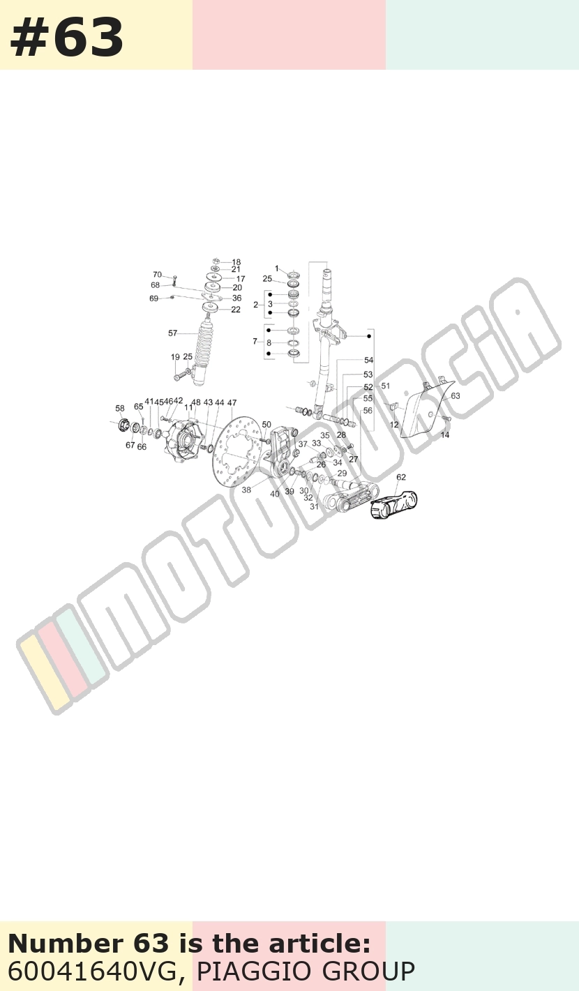 Couvercle bras de suspension, vert, Suffixe et code couleur Piaggio: VG_vert portofino 305/A