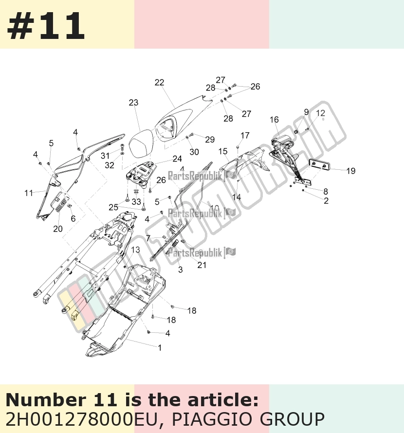Carénage latéral, droit, argent, Suffixe et code couleur Piaggio: EU_gris pulsar 711/B