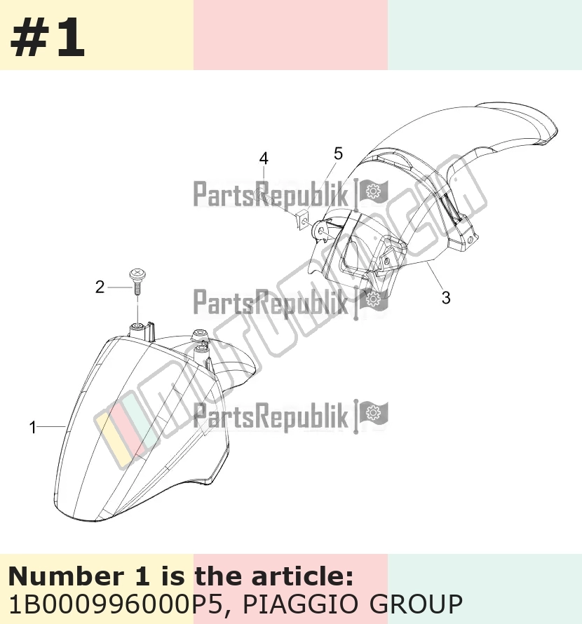 Garde-boue avant, rose, Suffixe et code couleur Piaggio: P5_rose chic 507/A