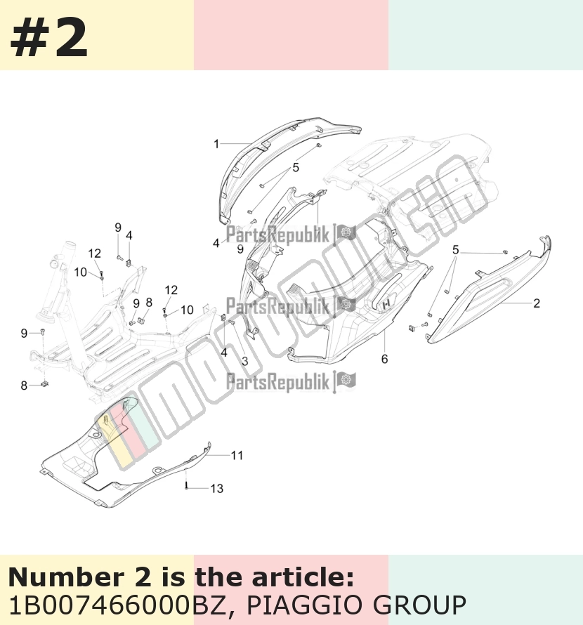 Carénage latéral, gauche, blanc, Suffixe et code couleur Piaggio: BZ_blanc étoile 595