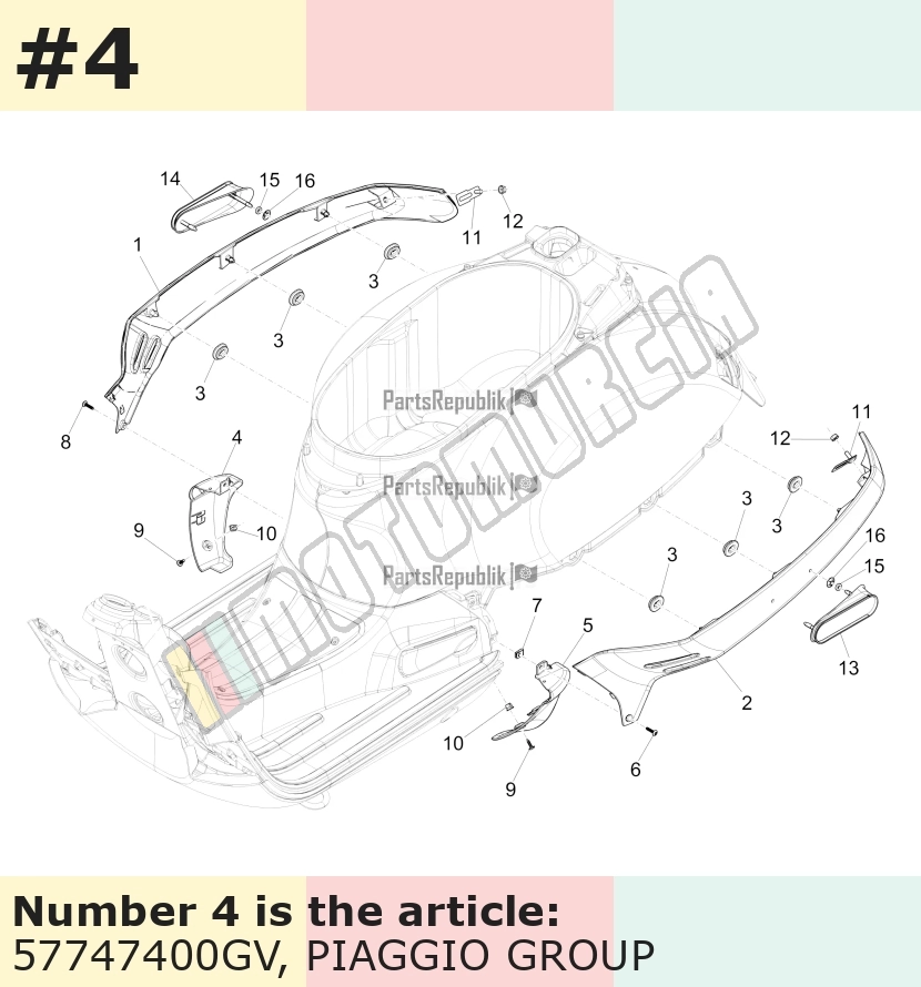 Cache/entourage/habillage, droit, bronze, Suffixe et code couleur Piaggio: GV_bronze perseo 579