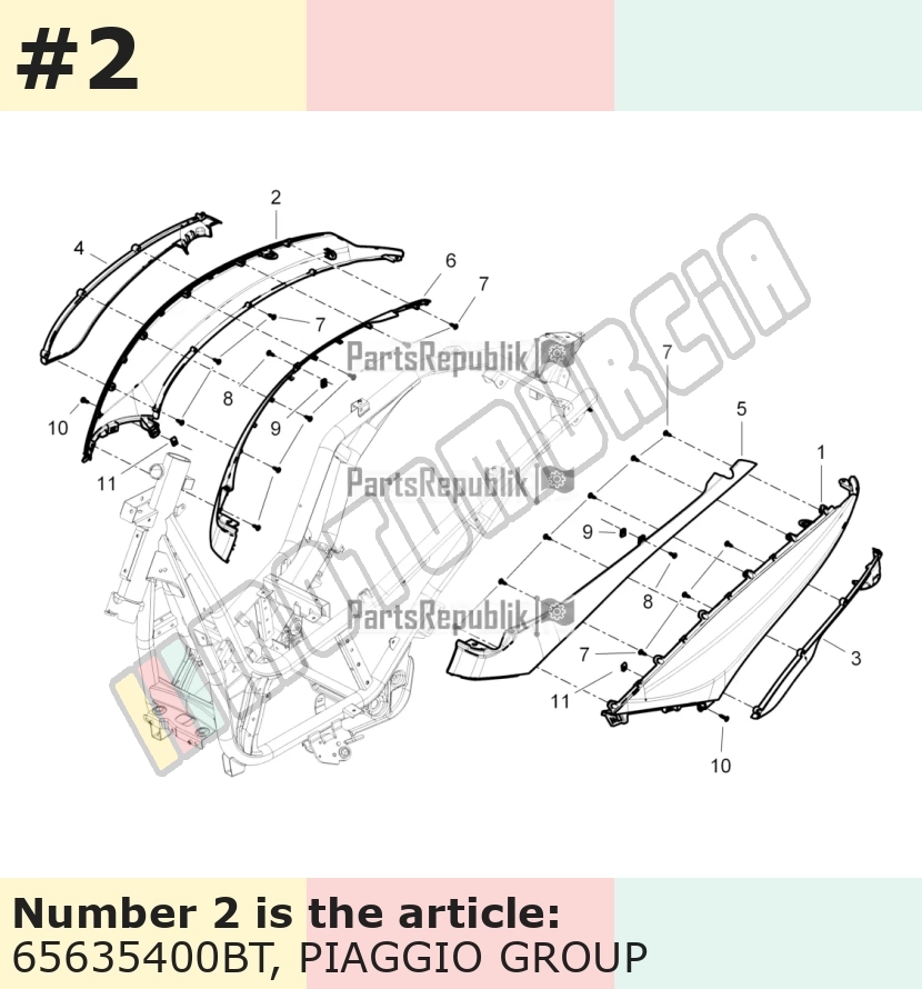 Carénage latéral, droit, blanc, Suffixe et code couleur Piaggio: BT_blanc perle 566