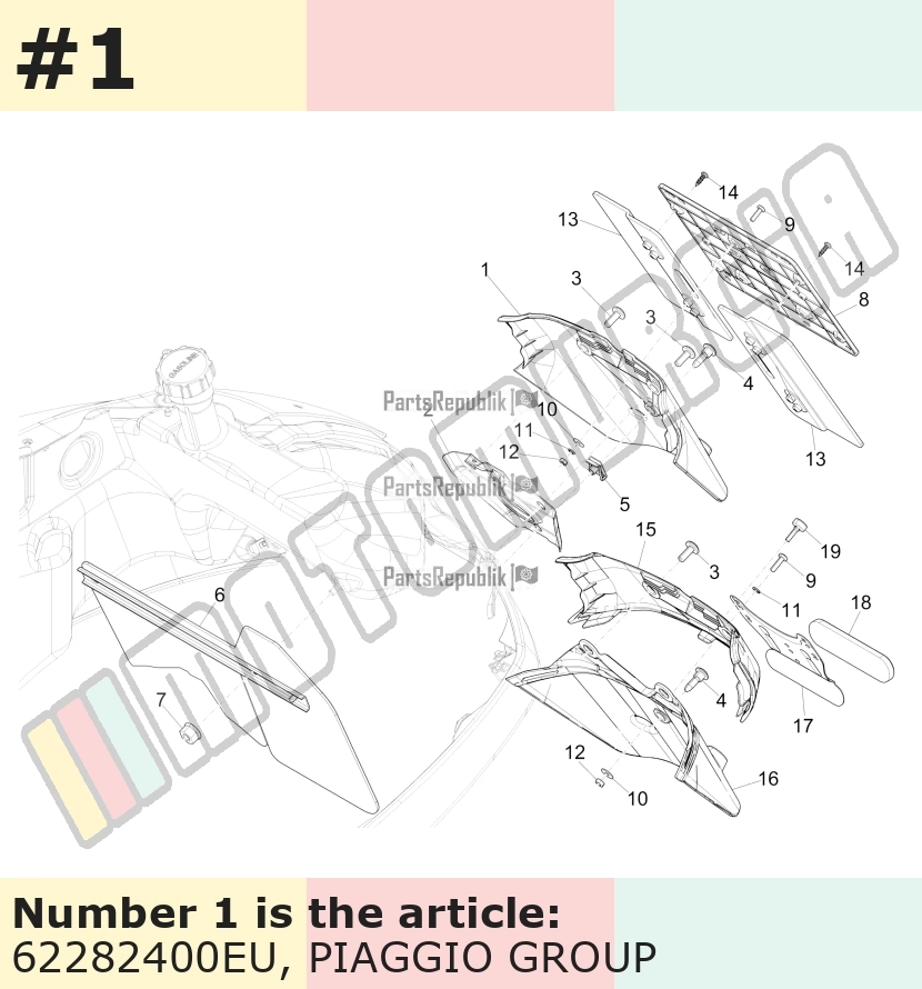 Support plaque d'immatriculation, argent, Suffixe et code couleur Piaggio: EU_gris pulsar 711/B