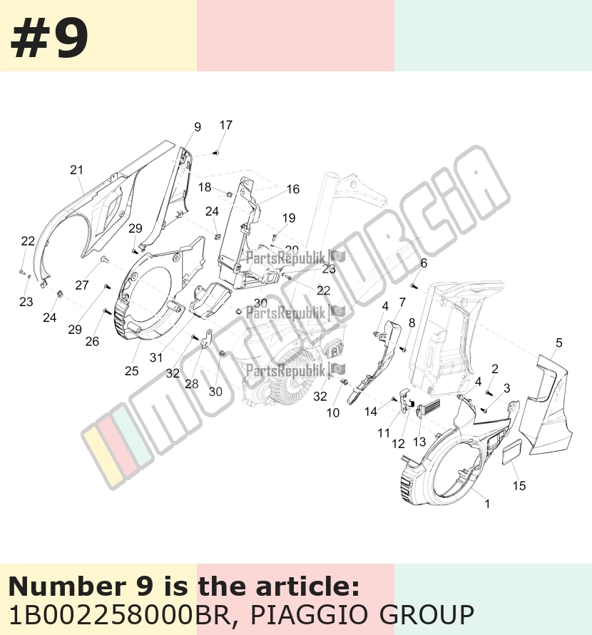 Cache/entourage/habillage, droit, blanc, Suffixe et code couleur Piaggio: BR_blanc montebianco / innocenza / 544