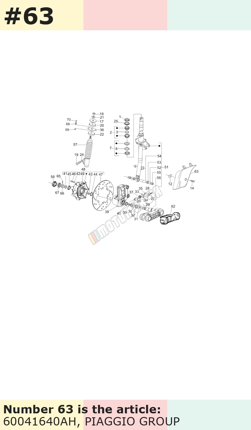 Couvercle bras de suspension, bleu, Suffixe et code couleur Piaggio: AH_bleu capri 231/A
