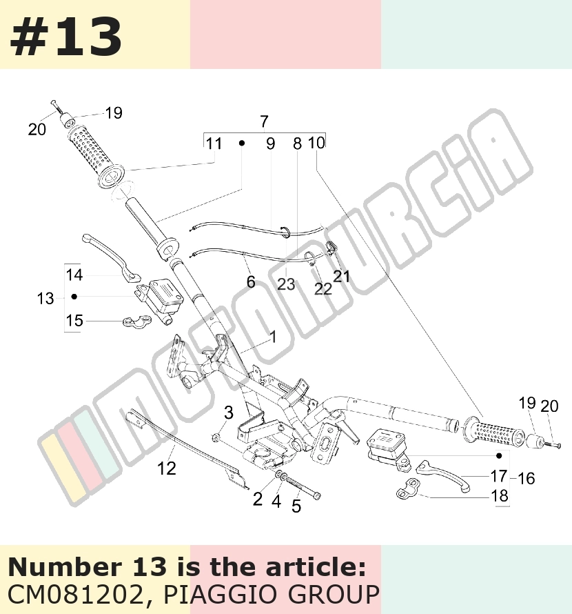 Master brake cylinder with mirror mount, right