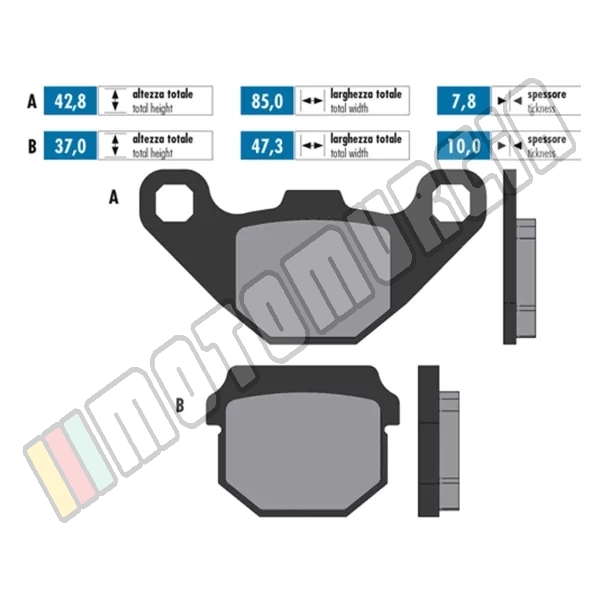 Brake lining set organic, E -certified,