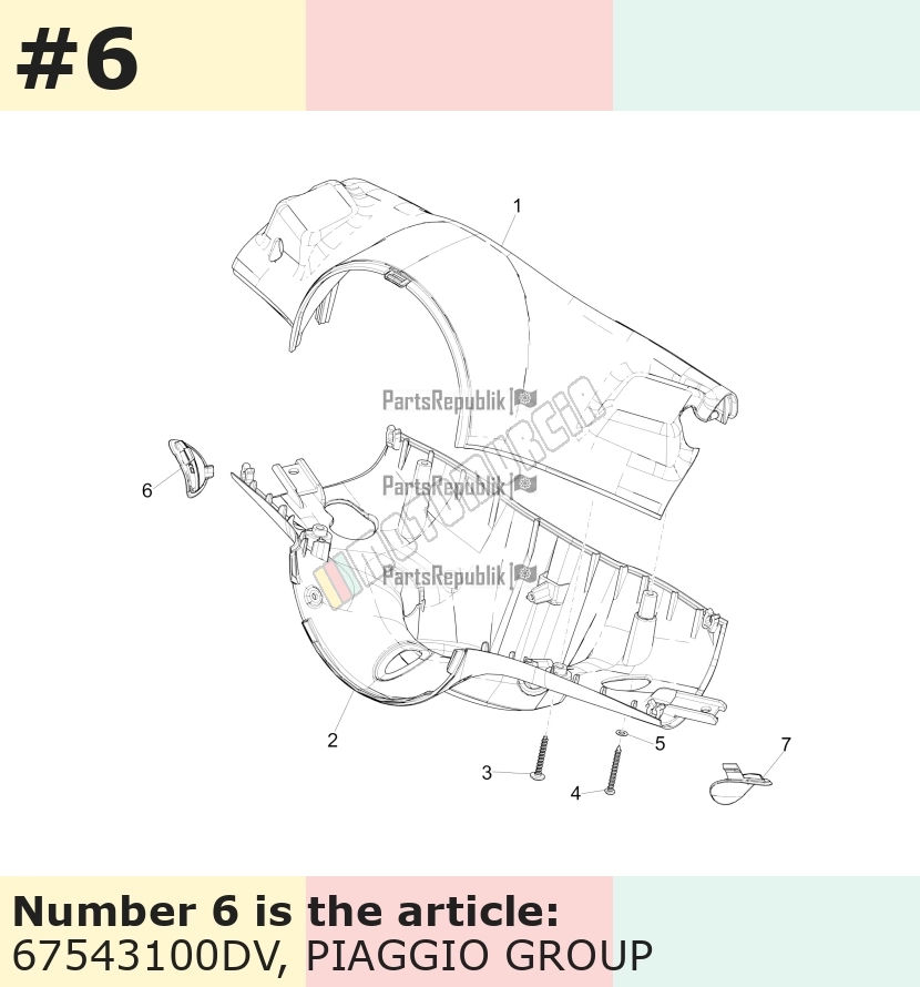 Couvercle, droit, bleu, Suffixe et code couleur Piaggio: DV_bleu mat 282/A