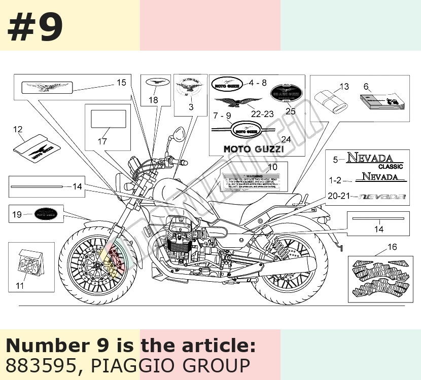 Dekor, Motiv: Moto Guzzi, links, grau