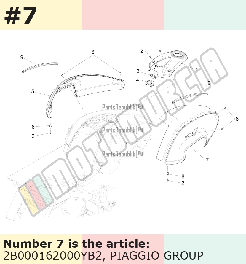 Couvercle pour réservoir, gauche, bleu, Suffixe et code couleur Piaggio: YB2_bleu zaphir