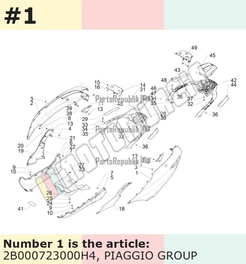Carénage latéral, gauche, argent, Suffixe et code couleur Piaggio: H4_gris mat 760/B