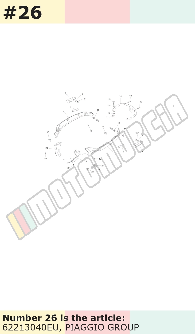 Couvercle, droit, argent, Suffixe et code couleur Piaggio: EU_gris pulsar 711/B