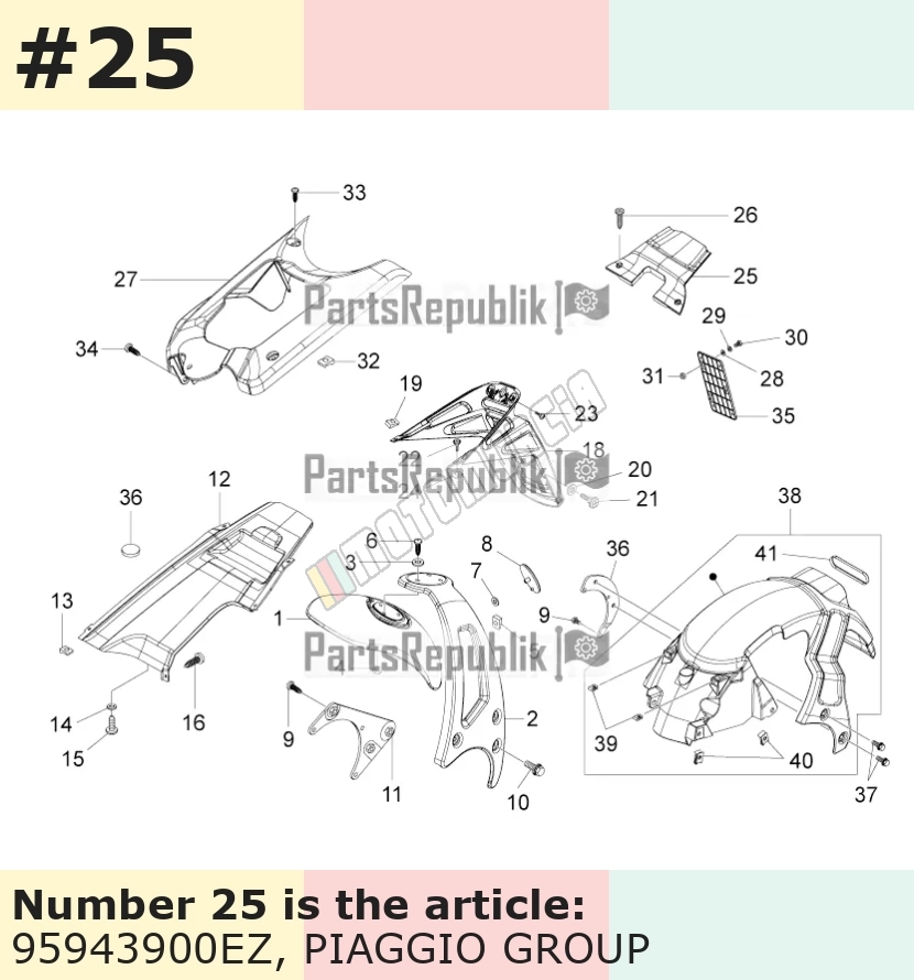 Fermeture/habillage, gris, Suffixe et code couleur Piaggio: EZ_gris titane 742/B