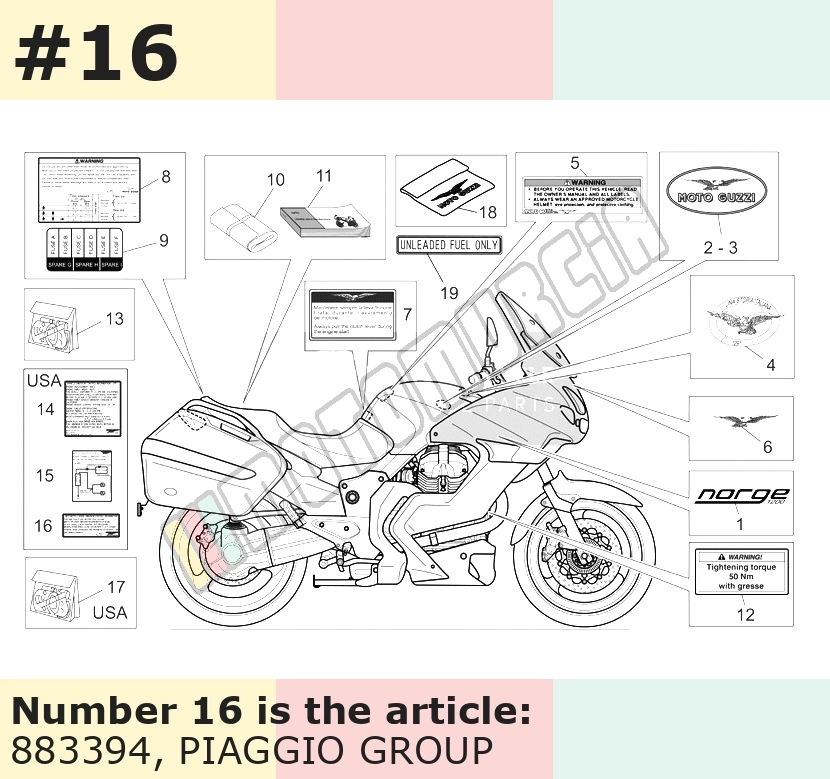 Pegatina, Motivo: Control de emisiones de ruido, (EE. UU.)