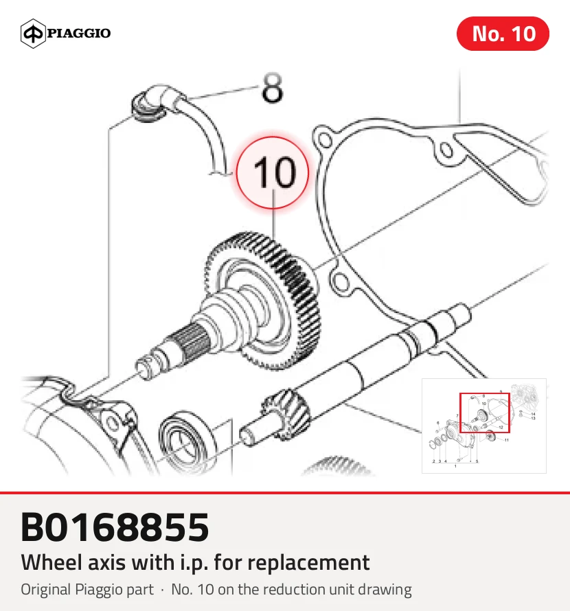 WHEEL AXIS WITH I.P. FOR REPLACEMENT