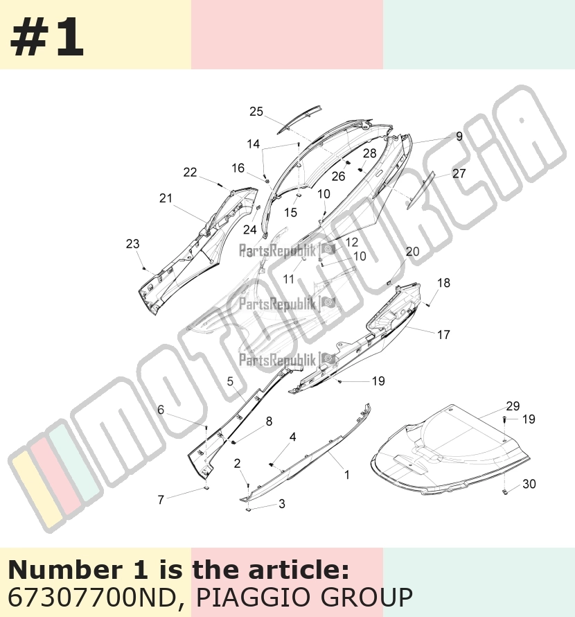 Spoiler, gauche, noir, Suffixe et code couleur Piaggio: ND_noir graphite 79/A