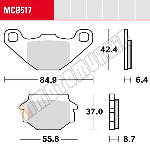 Ensemble de doublures de frein MCB517, Organic, Homologué ECE R90,