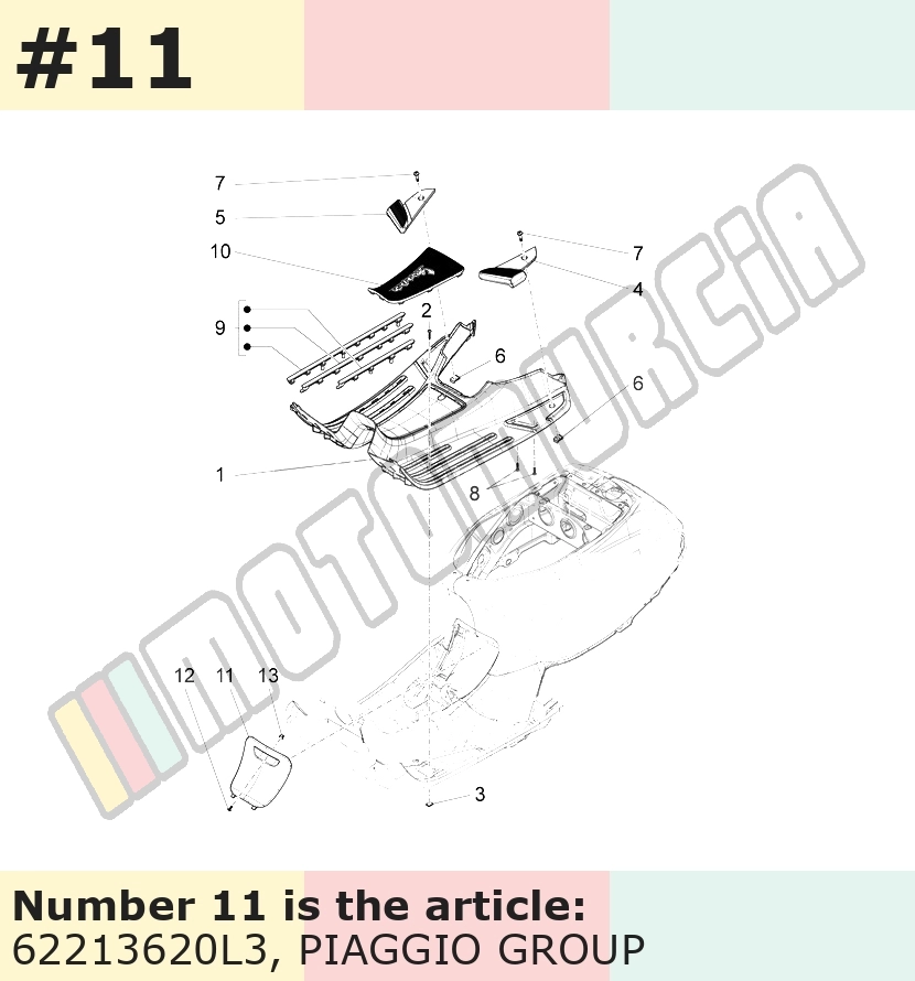 Trappe d'inspection, jaune, Suffixe et code couleur Piaggio: L3_jaune 964/A