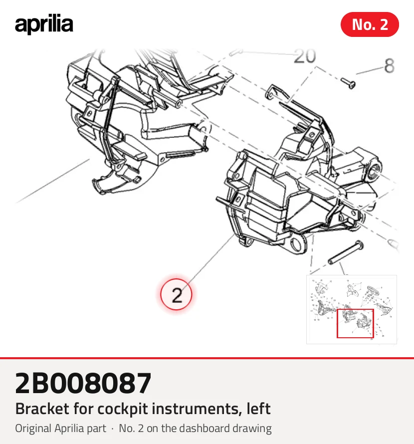 Bracket for cockpit instruments, left
