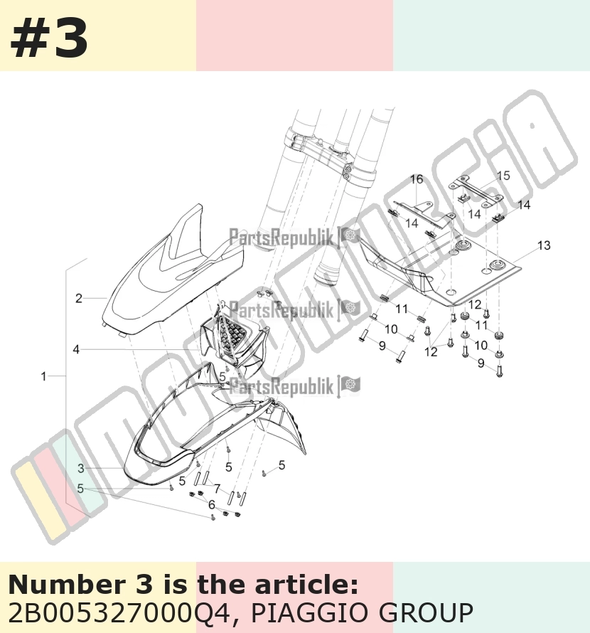 Garde-boue avec autocollant, avant, blanc, Suffixe et code couleur Piaggio: Q4_blanc 505/A