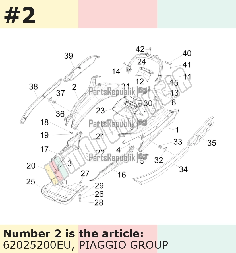 Carénage latéral, droit, argent, Suffixe et code couleur Piaggio: EU_gris pulsar 711/B