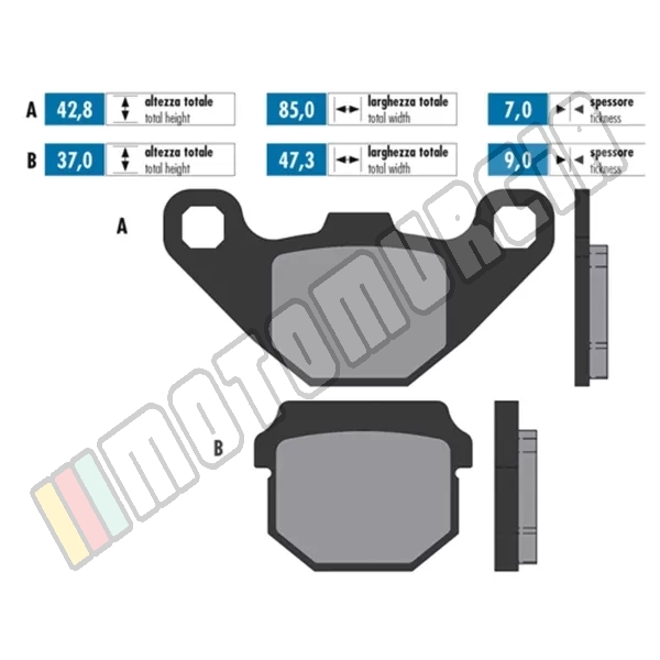 Brake lining set organic, E -certified,
